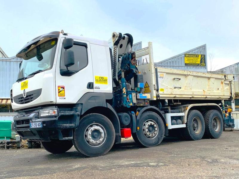 RENAULT KERAX 8x4 520 BIBENNE CIF GRUE CORMACH - Billenőplatós teherautó, Darus autó: 1 kép. RENAULT KERAX 8x4 520 BIBENNE CIF GRUE CORMACH - Billenőplatós teherautó, Darus autó: 1 kép.
