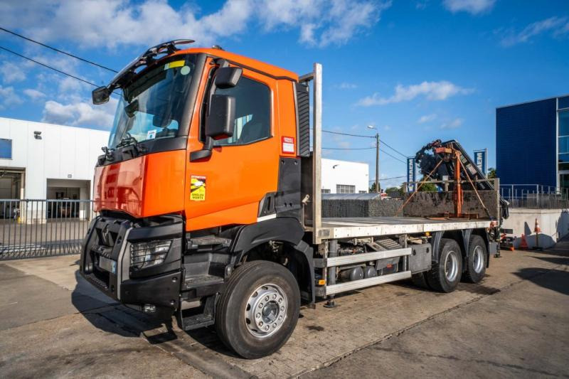 Renault K 380+HIAB 16T/m ( 4 Ext.) - Platós teherautó, Darus autó: 1 kép. Renault K 380+HIAB 16T/m ( 4 Ext.) - Platós teherautó, Darus autó: 1 kép.