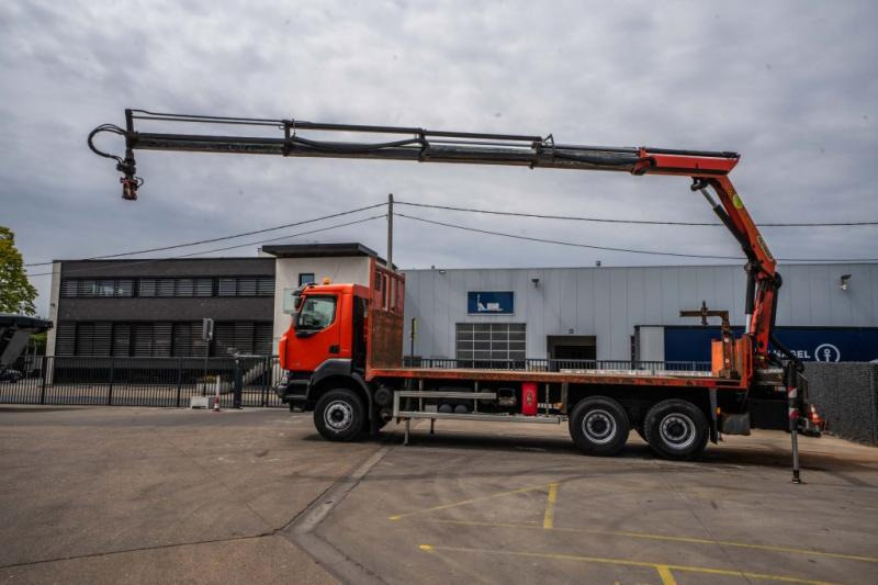Renault KERAX 380 DXI-6X4+PALFINGER 18 T/m + 4 EXT - Platós teherautó, Darus autó: 1 kép. Renault KERAX 380 DXI-6X4+PALFINGER 18 T/m + 4 EXT - Platós teherautó, Darus autó: 1 kép.