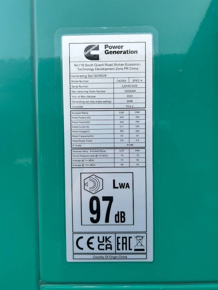 Cummins C400D5 - 400 kVA Generator - DPX-18518 - Áramfejlesztő: 4 kép. Cummins C400D5 - 400 kVA Generator - DPX-18518 - Áramfejlesztő: 4 kép.