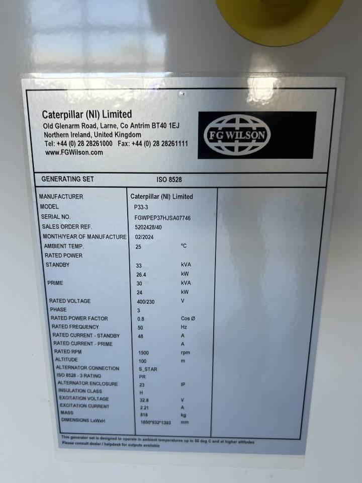 Új Áramfejlesztő FG Wilson P33-3 - 33 kVA Genset - DPX-16003: 7 kép.