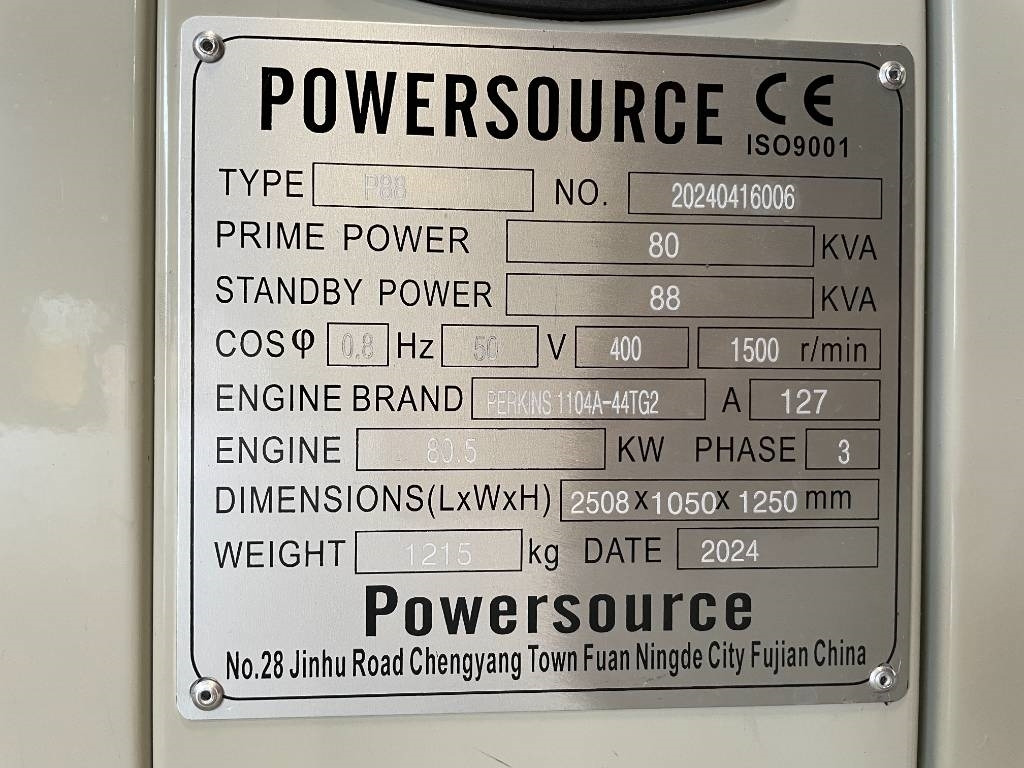 Perkins 1104A-44TG2 - 88 kVA Generator - DPX-19805 - Áramfejlesztő: 4 kép. Perkins 1104A-44TG2 - 88 kVA Generator - DPX-19805 - Áramfejlesztő: 4 kép.