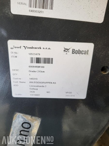 2018 Bobcat Grader 213 - Veiskrape til Bobcat - Építőipari berendezések: 3 kép. 2018 Bobcat Grader 213 - Veiskrape til Bobcat - Építőipari berendezések: 3 kép.