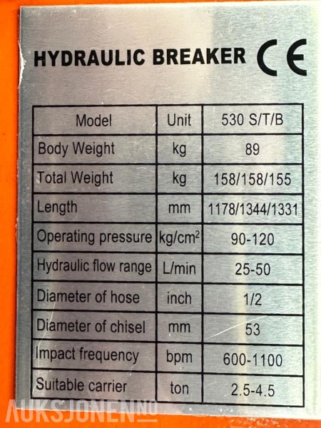 NY KM 530 PIGGHAMMER s40-FESTE CE merket FABRIKKGARANTI - Hidraulikus törőfej: 4 kép. NY KM 530 PIGGHAMMER s40-FESTE CE merket FABRIKKGARANTI - Hidraulikus törőfej: 4 kép.
