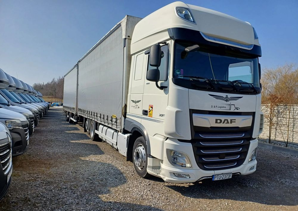 DAF XF 480 SUPER SPACE CAB / ZESTAW TANDEM PRZEJAZDOWY 120m3 - Ponyvás teherautó: 2 kép. DAF XF 480 SUPER SPACE CAB / ZESTAW TANDEM PRZEJAZDOWY 120m3 - Ponyvás teherautó: 2 kép.
