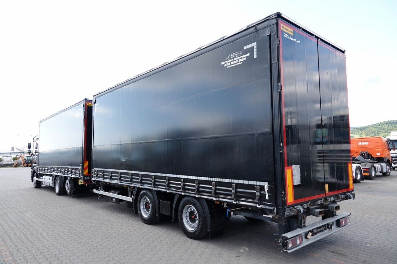DAF XF 480 / ZESTAW TANDEM / 120 M3 / PRZEJAZDOWY / - Ponyvás teherautó: 2 kép. DAF XF 480 / ZESTAW TANDEM / 120 M3 / PRZEJAZDOWY / - Ponyvás teherautó: 2 kép.