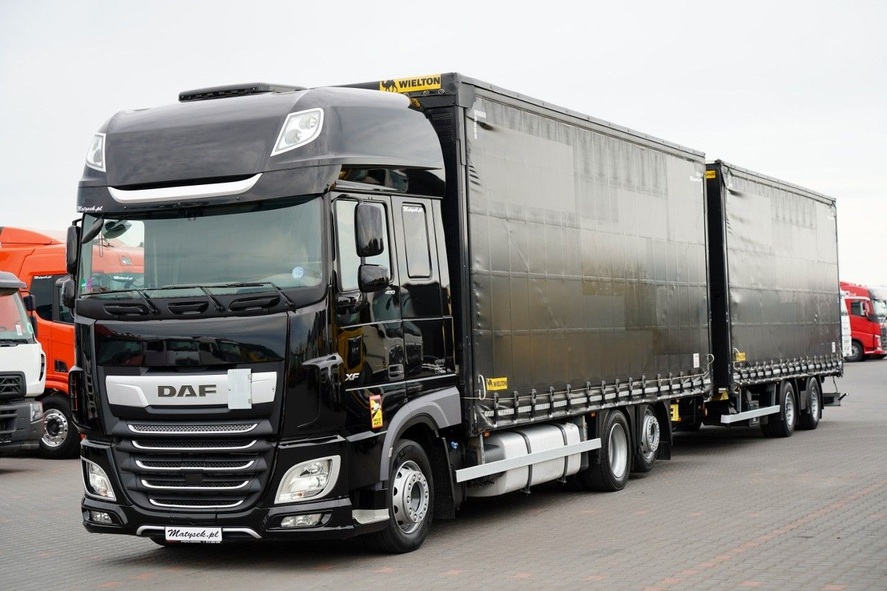 DAF XF 480 / ZESTAW TANDEM / 120 M3 / PRZEJAZDOWY / - Ponyvás teherautó: 2 kép. DAF XF 480 / ZESTAW TANDEM / 120 M3 / PRZEJAZDOWY / - Ponyvás teherautó: 2 kép.