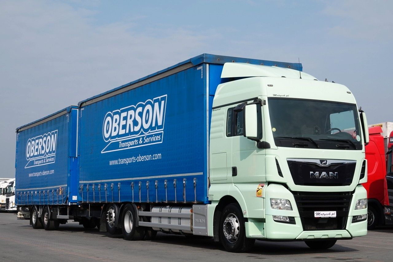 MAN TGX 26.460 / ZESTAW TANDEM PRZEJAZDOWY / 120 M3 - Ponyvás teherautó: 1 kép. MAN TGX 26.460 / ZESTAW TANDEM PRZEJAZDOWY / 120 M3 - Ponyvás teherautó: 1 kép.