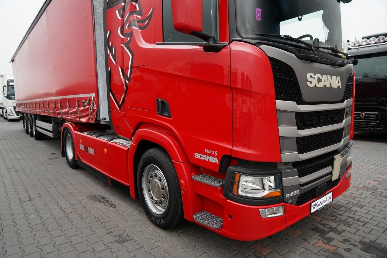 Scania R 450 / ZESTAW / + SCHMITZ / FIRANKA STANDARD / - Nyergesvontató: 5 kép. Scania R 450 / ZESTAW / + SCHMITZ / FIRANKA STANDARD / - Nyergesvontató: 5 kép.