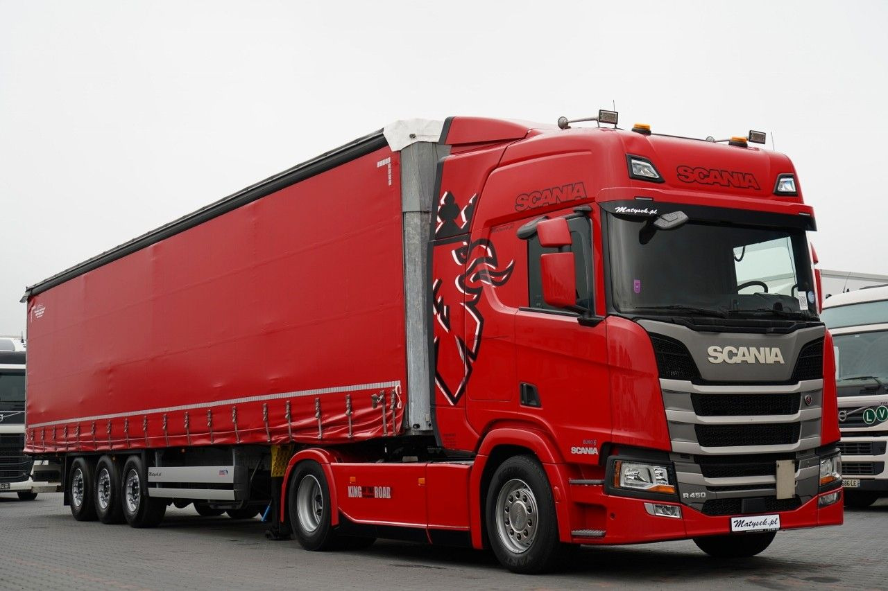 Scania R 450 / ZESTAW / + SCHMITZ / FIRANKA STANDARD / - Nyergesvontató: 4 kép. Scania R 450 / ZESTAW / + SCHMITZ / FIRANKA STANDARD / - Nyergesvontató: 4 kép.
