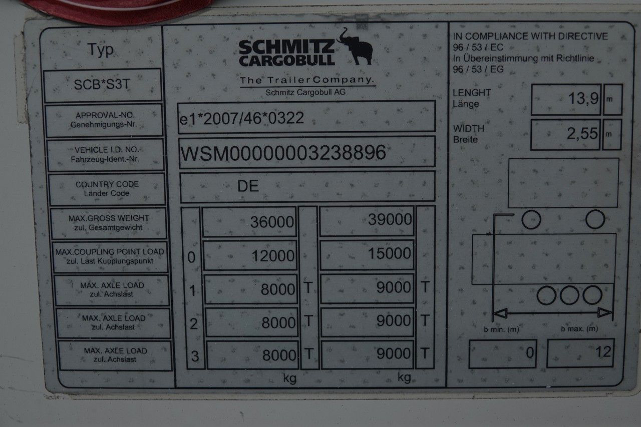 Ponyvás félpótkocsi Schmitz Cargobull FIRANKA / STANDARD /  OŚ PODNOSZONA / KOSZ NA PA: 19 kép.
