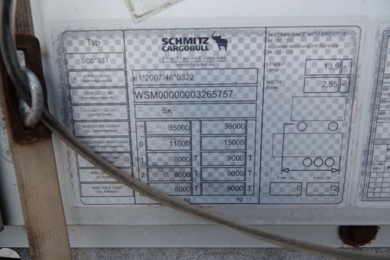 Ponyvás félpótkocsi Schmitz Cargobull FIRANKA / STANDARD / OŚ PODNOSZONA / SPROWADZONA: 18 kép.