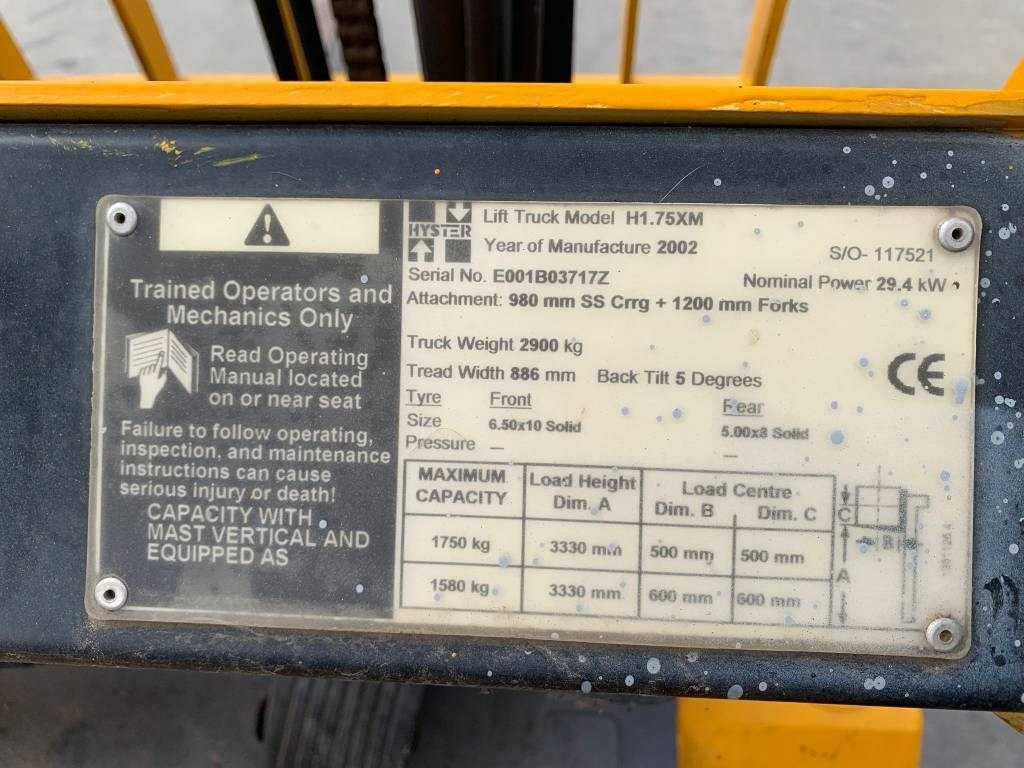 Hyster H 1.75 XM - Gázüzemű targonca: 3 kép. Hyster H 1.75 XM - Gázüzemű targonca: 3 kép.