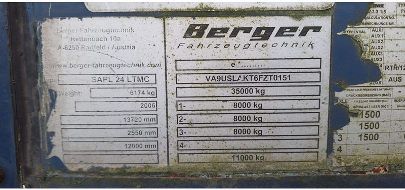 Berger SAPL 24LT_MC Plane Spriegel - Ponyvás félpótkocsi: 4 kép. Berger SAPL 24LT_MC Plane Spriegel - Ponyvás félpótkocsi: 4 kép.