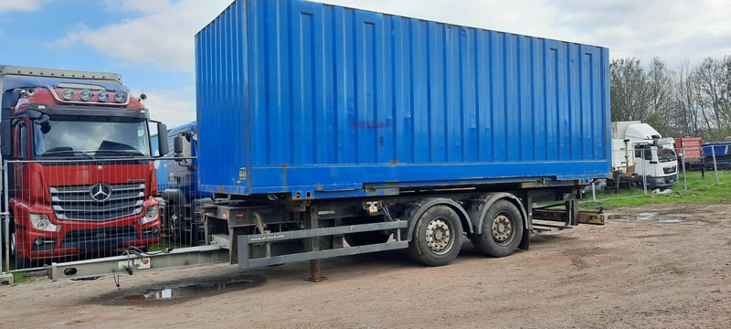 Schmitz Cargobull Containeranhänger mit Container - Pótkocsi cserefelépítményes: 1 kép. Schmitz Cargobull Containeranhänger mit Container - Pótkocsi cserefelépítményes: 1 kép.
