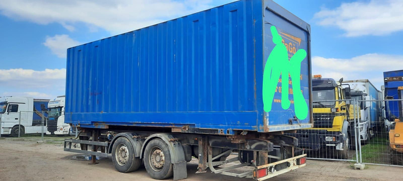 Schmitz Cargobull Containeranhänger mit Container - Pótkocsi cserefelépítményes: 3 kép. Schmitz Cargobull Containeranhänger mit Container - Pótkocsi cserefelépítményes: 3 kép.