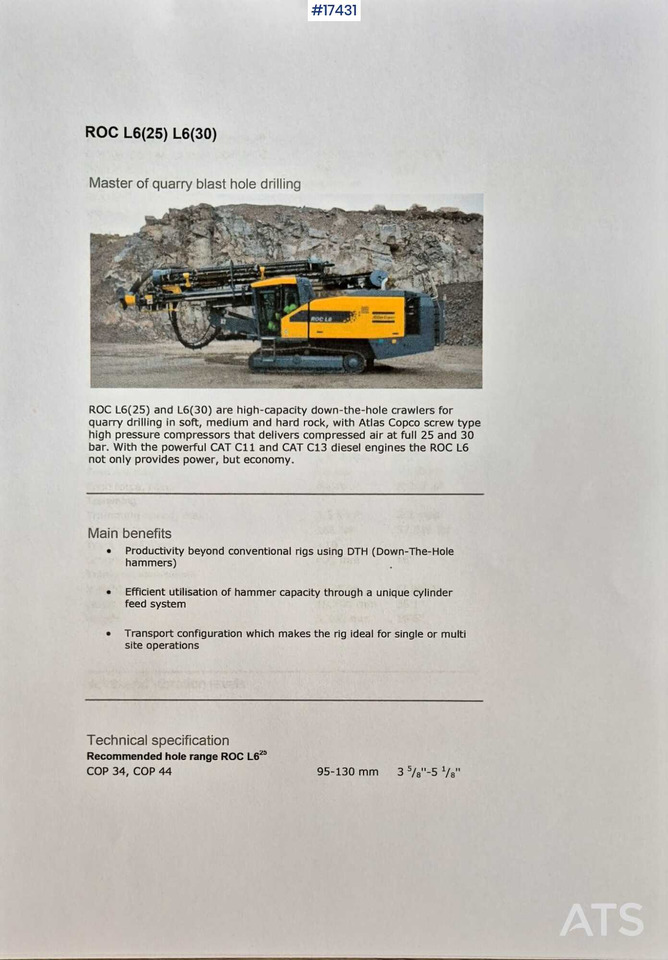 Atlas Copco ROC L6/25 drill rig (2011) - Fúrógép: 3 kép. Atlas Copco ROC L6/25 drill rig (2011) - Fúrógép: 3 kép.
