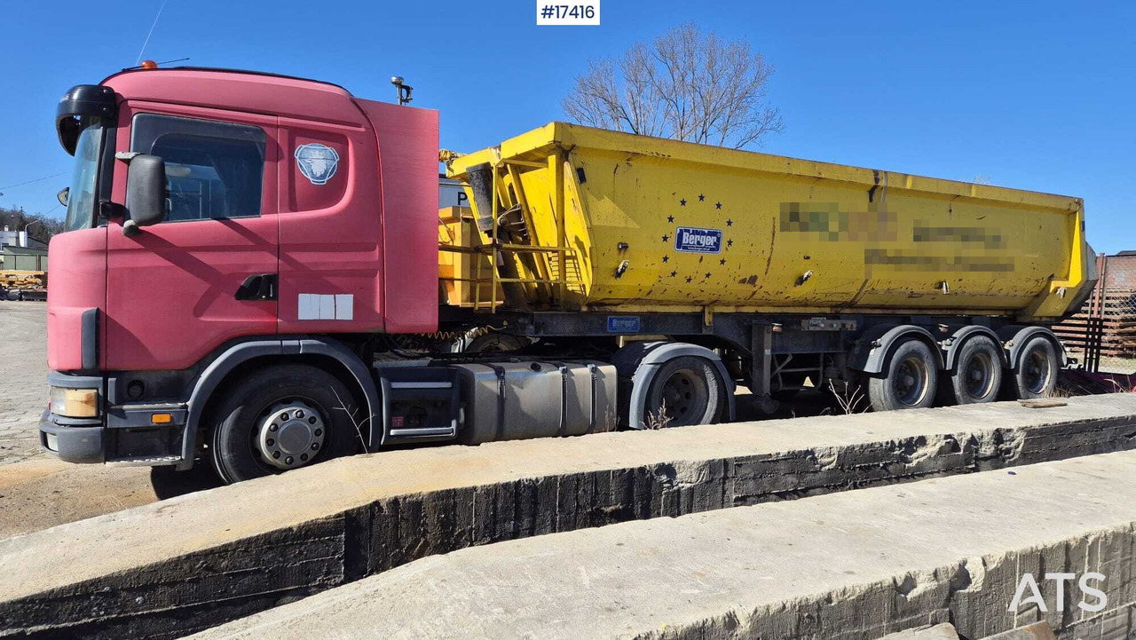 Tractor SCANIA 124L 420KM (2003) + BERGER tipper semi-trailer (2007) - Nyergesvontató: 1 kép. Tractor SCANIA 124L 420KM (2003) + BERGER tipper semi-trailer (2007) - Nyergesvontató: 1 kép.