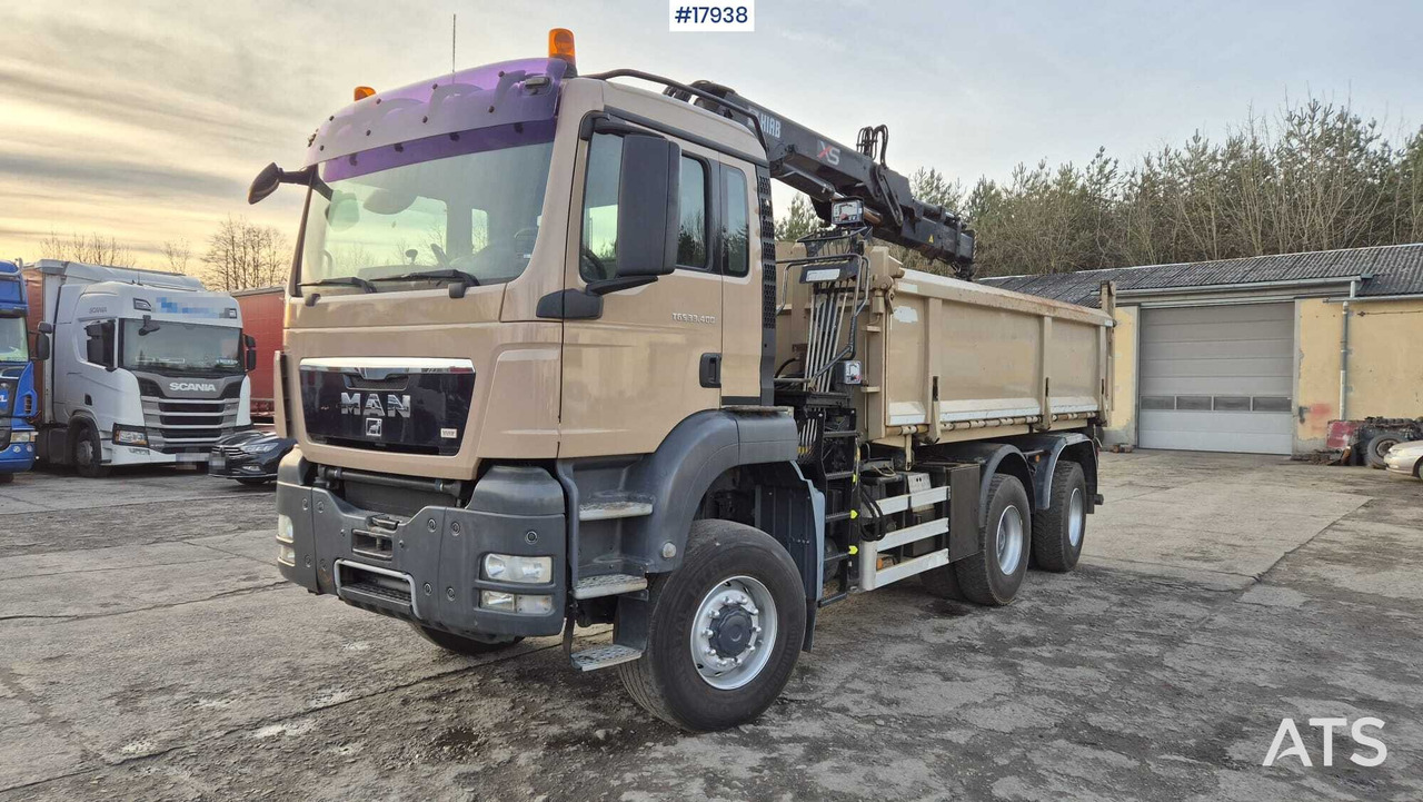 Tipper MAN TGS 33.400 6x4 HDS HIAB 144 DS-2 DUO (2009) - Billenőplatós teherautó, Darus autó: 1 kép. Tipper MAN TGS 33.400 6x4 HDS HIAB 144 DS-2 DUO (2009) - Billenőplatós teherautó, Darus autó: 1 kép.