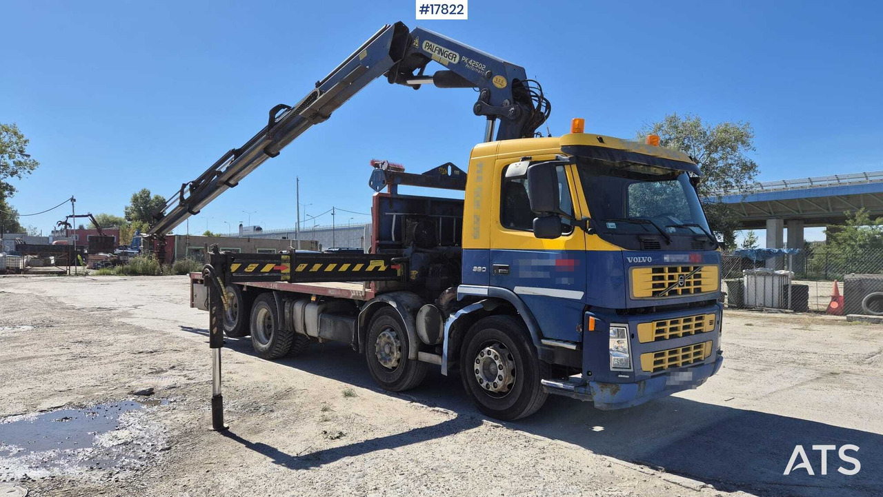 Truck VOLVO FM12 HDS - PALFINGER PK 42502 - Platós teherautó, Darus autó: 1 kép. Truck VOLVO FM12 HDS - PALFINGER PK 42502 - Platós teherautó, Darus autó: 1 kép.