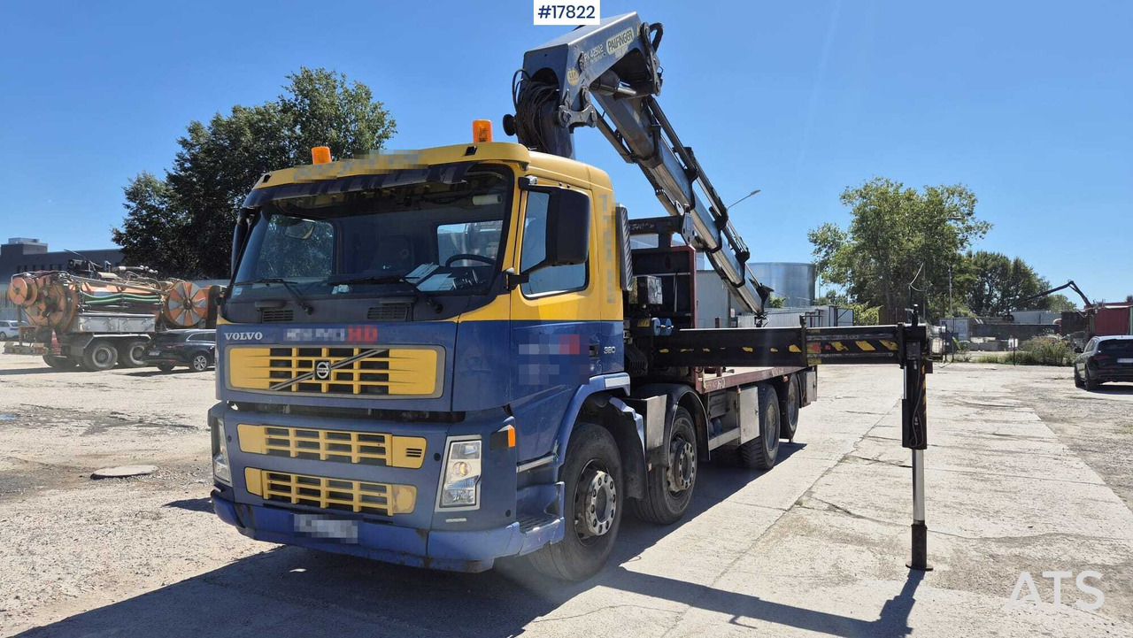 Truck VOLVO FM12 HDS - PALFINGER PK 42502 - Platós teherautó, Darus autó: 4 kép. Truck VOLVO FM12 HDS - PALFINGER PK 42502 - Platós teherautó, Darus autó: 4 kép.