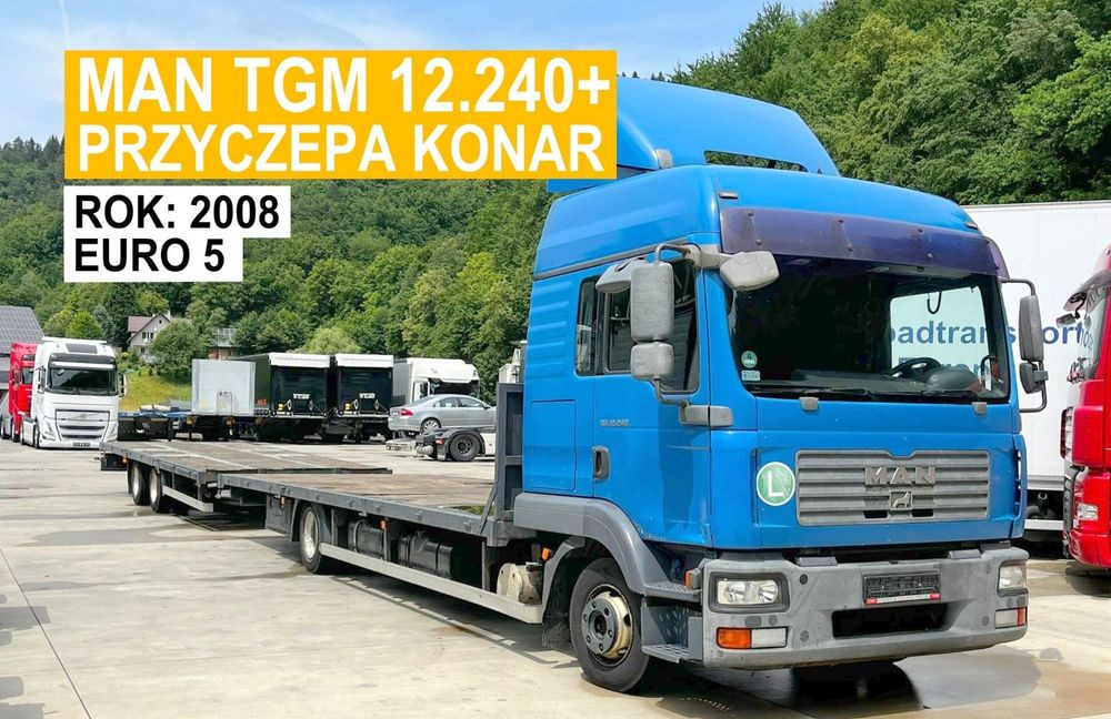 MAN TGM 12.240 // 2008 Rok // Euro 5 // + Przyczepa Konar 2 osie // 7.7+7.7 // - Platós teherautó: 1 kép. MAN TGM 12.240 // 2008 Rok // Euro 5 // + Przyczepa Konar 2 osie // 7.7+7.7 // - Platós teherautó: 1 kép.