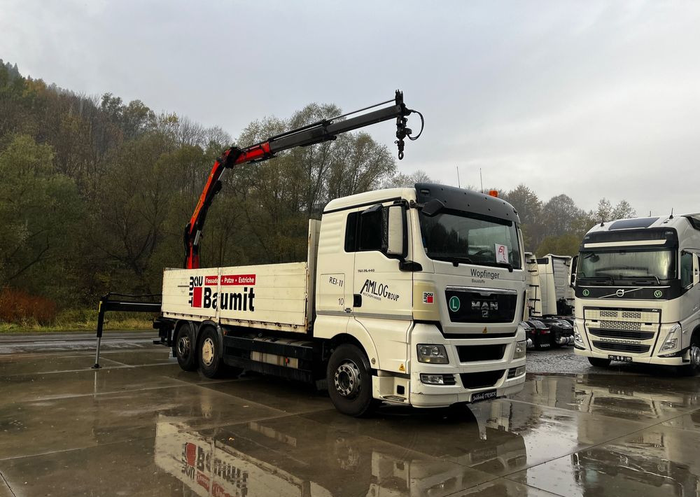 MAN TGX 26.440 // 2009 // Palfinger PK 12001EH Radio // Oś skrętna i podnoszona // - Platós teherautó, Darus autó: 3 kép. MAN TGX 26.440 // 2009 // Palfinger PK 12001EH Radio // Oś skrętna i podnoszona // - Platós teherautó, Darus autó: 3 kép.