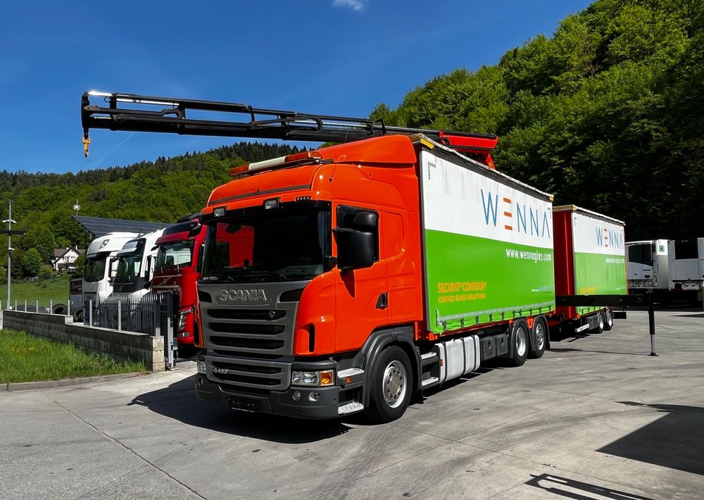 Scania G420 // Tandem // HDS Palfinger 18002 EH // Przyczepa // Oś skrętna podnoszona // Video !!! - Ponyvás teherautó, Ponyvás pótkocsi: 1 kép. Scania G420 // Tandem // HDS Palfinger 18002 EH // Przyczepa // Oś skrętna podnoszona // Video !!! - Ponyvás teherautó, Ponyvás pótkocsi: 1 kép.