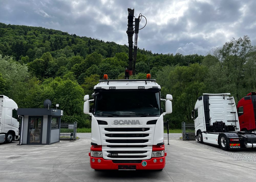 Scania G450 // 6x2// Skrzynia 6.40x2.49 // HDS Palfinger // Oś skrętna podnoszona // - Platós teherautó, Darus autó: 3 kép. Scania G450 // 6x2// Skrzynia 6.40x2.49 // HDS Palfinger // Oś skrętna podnoszona // - Platós teherautó, Darus autó: 3 kép.