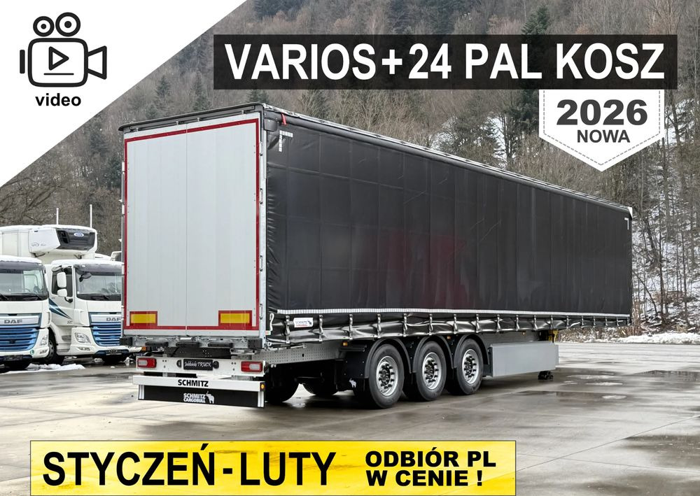 Schmitz Cargobull VARIOS + KOSZ NA 24 PALETY - Ponyvás félpótkocsi: 1 kép. Schmitz Cargobull VARIOS + KOSZ NA 24 PALETY - Ponyvás félpótkocsi: 1 kép.