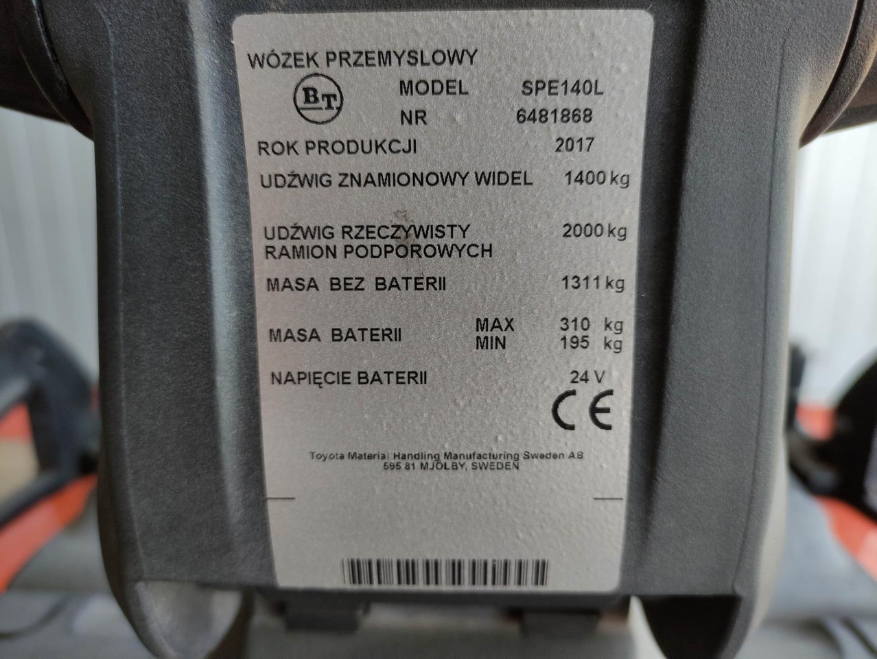 BT SPE140 L - Emelőtargoncá: 5 kép. BT SPE140 L - Emelőtargoncá: 5 kép.