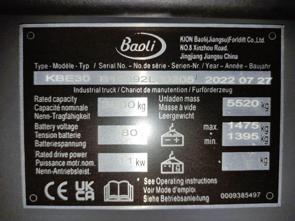 Elektromos targonca Baoli KBE30: 6 kép.