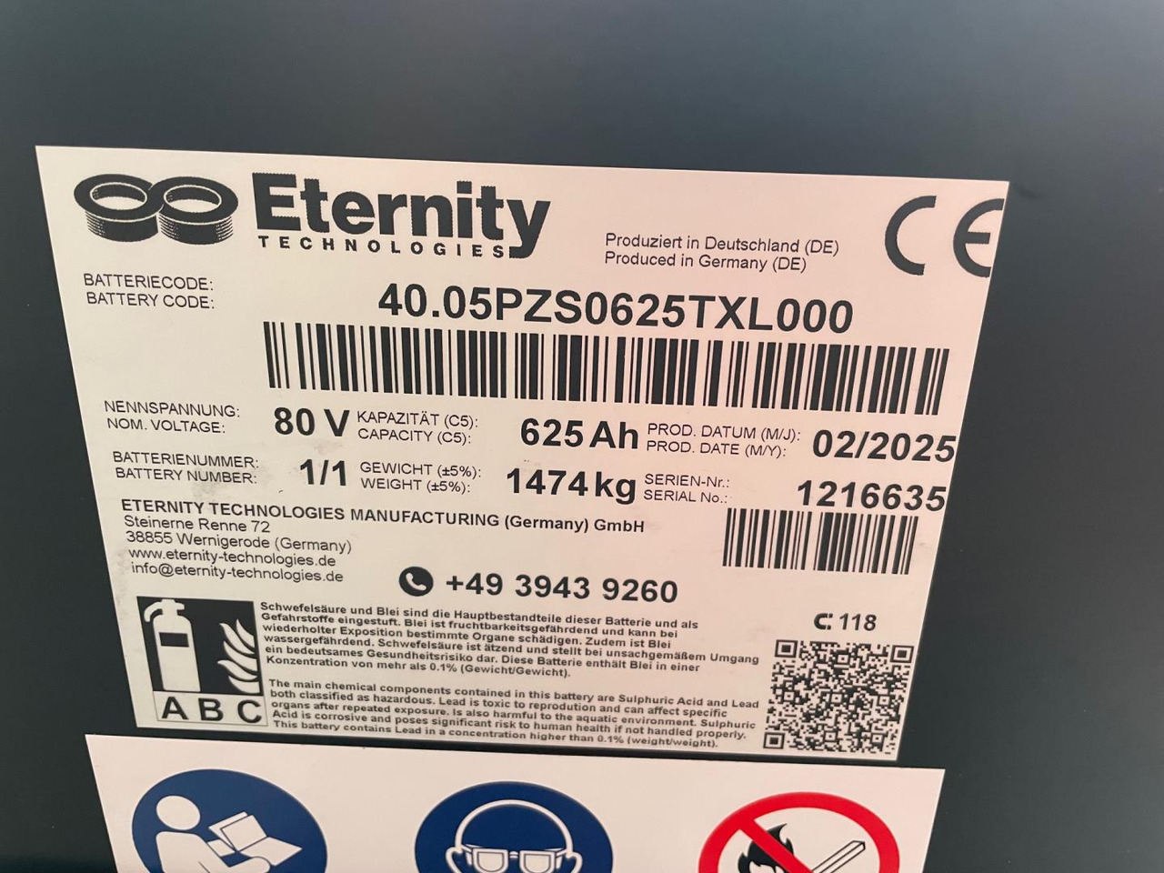 Eternity 80V 5 EPzS 625 - Akkumulátor - Anyagmozgató gép: 2 kép. Eternity 80V 5 EPzS 625 - Akkumulátor - Anyagmozgató gép: 2 kép.