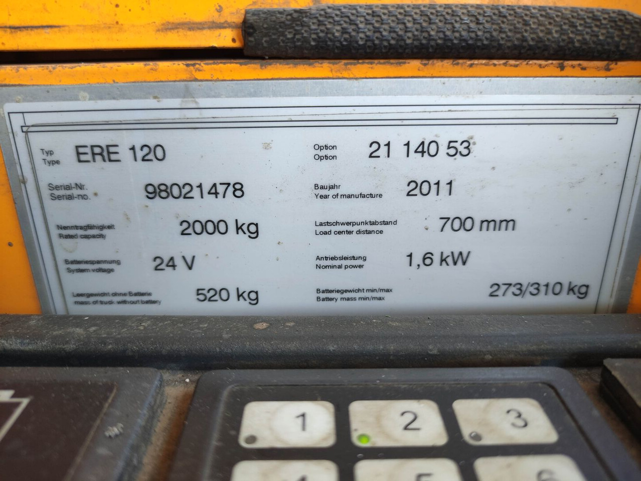 Jungheinrich ERE 120 - Kézi raklapemelő: 5 kép. Jungheinrich ERE 120 - Kézi raklapemelő: 5 kép.