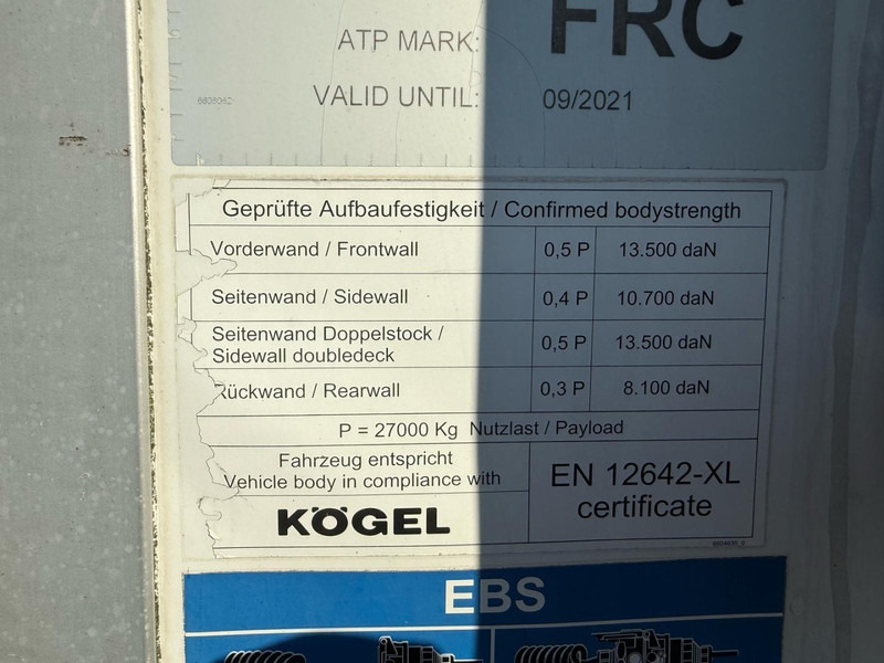 Félpótkocsi hűtős Kögel SVA 24 STANDARD NL FRIGO TRAILER, APK 13-11-2025, CARRIER.: 18 kép.