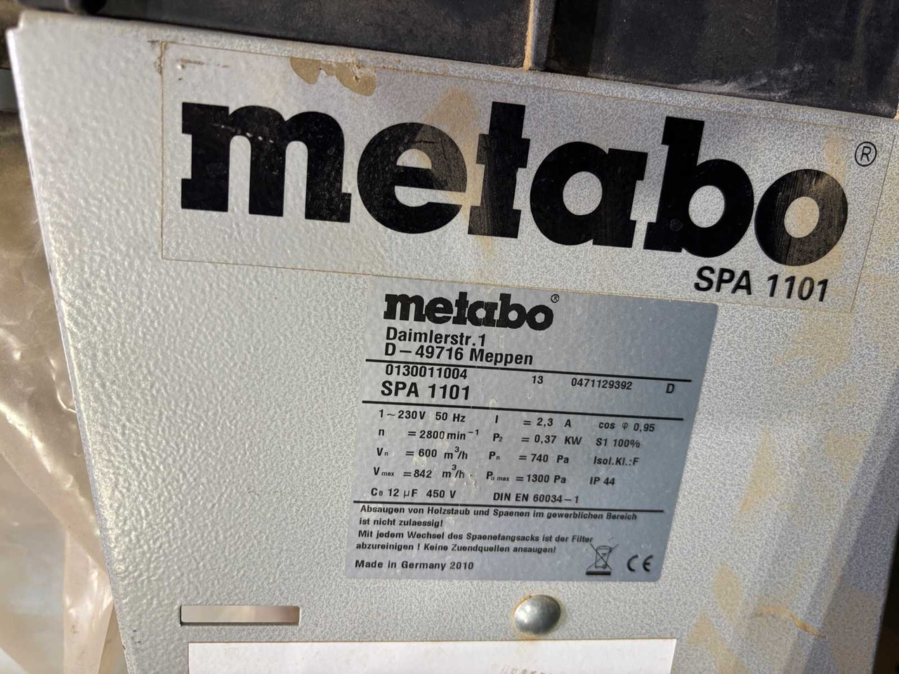 Dust vacuum cleaner Metabo Spa 1101 - Ipari porszívó: 5 kép. Dust vacuum cleaner Metabo Spa 1101 - Ipari porszívó: 5 kép.