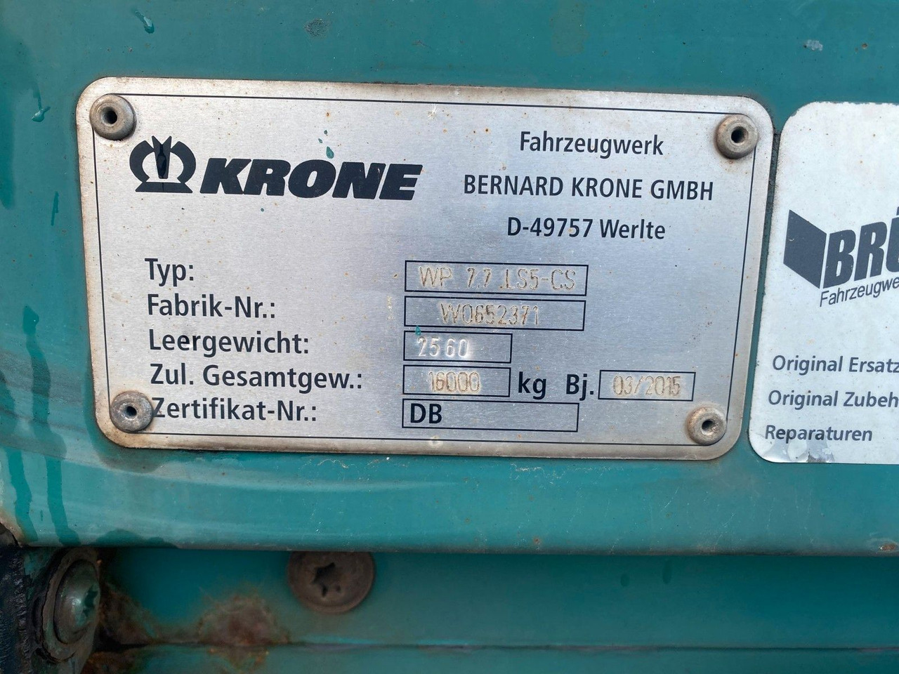 Krone WP 7.7. LS5-CS Wechselbrücke 7,82m - Félpótkocsi cserefelépítményes: 4 kép. Krone WP 7.7. LS5-CS Wechselbrücke 7,82m - Félpótkocsi cserefelépítményes: 4 kép.