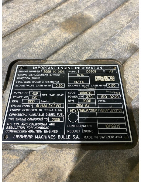 Liebherr D9508 A7 - Motor: 4 kép. Liebherr D9508 A7 - Motor: 4 kép.