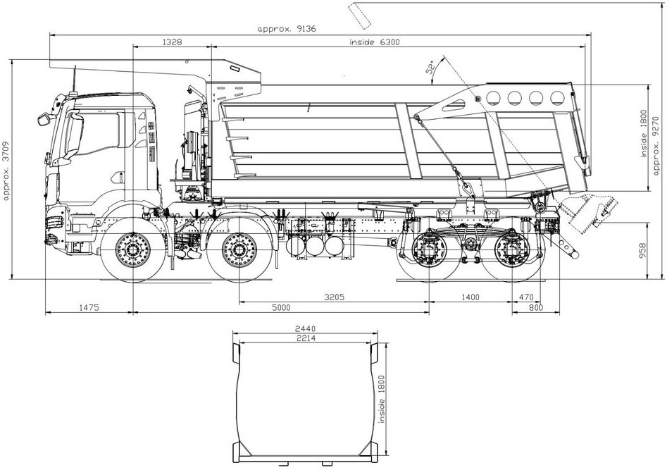 MAN TGS 44.400 8x4 EURO2 FML MINE KIPPER 23M3 - Billenőplatós teherautó: 1 kép. MAN TGS 44.400 8x4 EURO2 FML MINE KIPPER 23M3 - Billenőplatós teherautó: 1 kép.