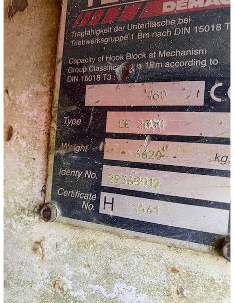 Terex Demag 160t Hackenflasche - Rakodódaru - Építőipari gépek: 4 kép. Terex Demag 160t Hackenflasche - Rakodódaru - Építőipari gépek: 4 kép.