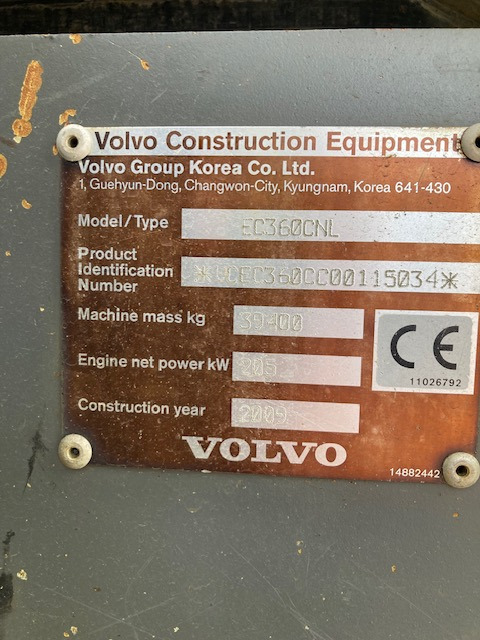 Pelle sur chenilles VOLVO EC360 CNL - Lánctalpas kotró: 5 kép. Pelle sur chenilles VOLVO EC360 CNL - Lánctalpas kotró: 5 kép.