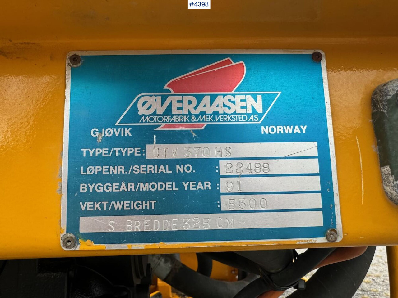 1991 Øveraasen UTV 370 HS Front Mill - Többcélú/ Speciális jármű: 4 kép. 1991 Øveraasen UTV 370 HS Front Mill - Többcélú/ Speciális jármű: 4 kép.
