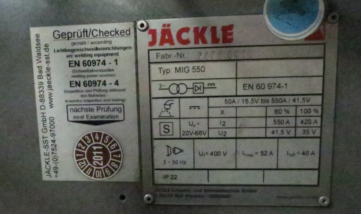 Jaeckle MIG 550 - Hegesztőberendezés: 3 kép. Jaeckle MIG 550 - Hegesztőberendezés: 3 kép.