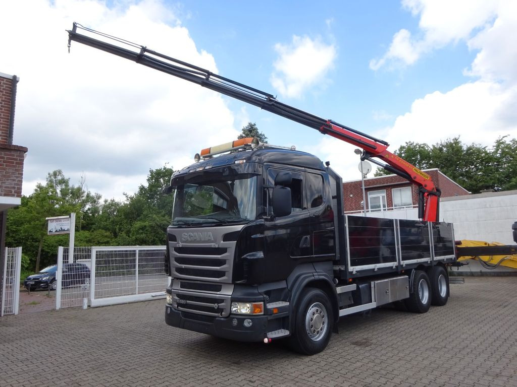 Scania R620 V8 Pritsche + PALFINGER 22002EH Kran - Darus autó, Platós teherautó: 2 kép. Scania R620 V8 Pritsche + PALFINGER 22002EH Kran - Darus autó, Platós teherautó: 2 kép.
