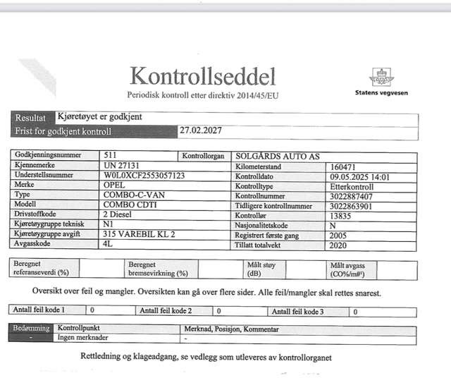Autó 2005 Varebil OPEL COMBO CDTI EU-Godkjent: 12 kép.