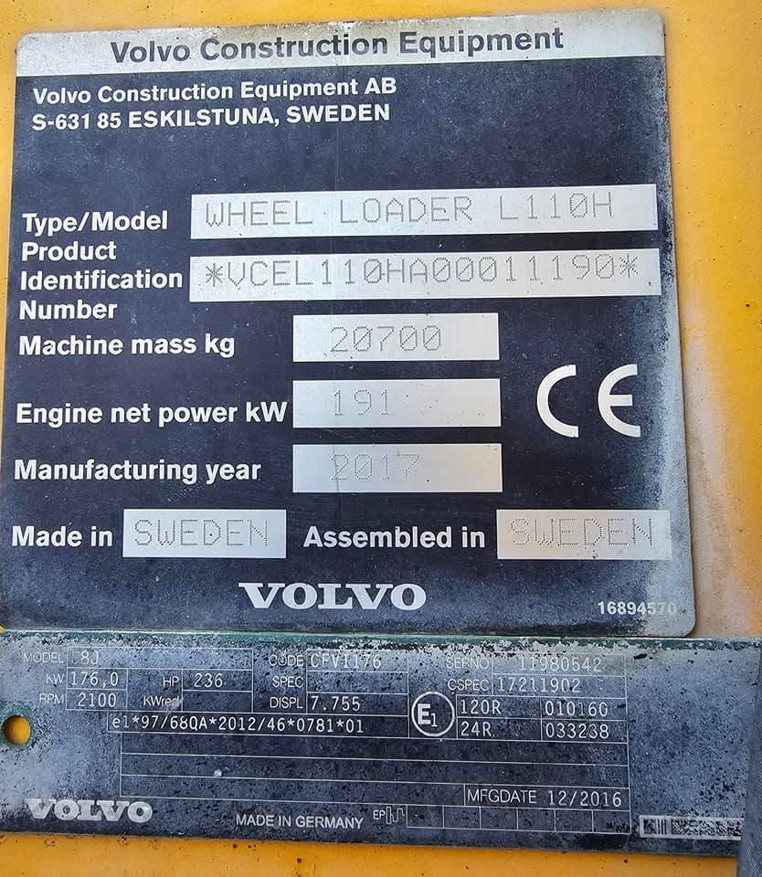 Gumikerekes homlokrakodó Volvo L 110 H: 37 kép.