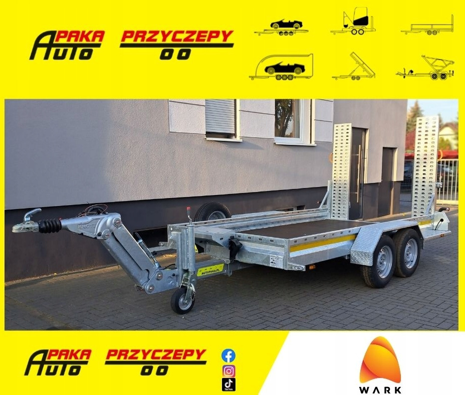 PRZYCZEPA WARK KHD DO MINIKOPARKI KOPARKI REGULOWANY DYSZEL DMC 3500 / WARK KHD TRAILER FOR MINI EXCAVATOR WITH ADJUSTABLE DRAWBAR DMC 3500 - Gépszállító utánfutó: 1 kép. PRZYCZEPA WARK KHD DO MINIKOPARKI KOPARKI REGULOWANY DYSZEL DMC 3500 / WARK KHD TRAILER FOR MINI EXCAVATOR WITH ADJUSTABLE DRAWBAR DMC 3500 - Gépszállító utánfutó: 1 kép.