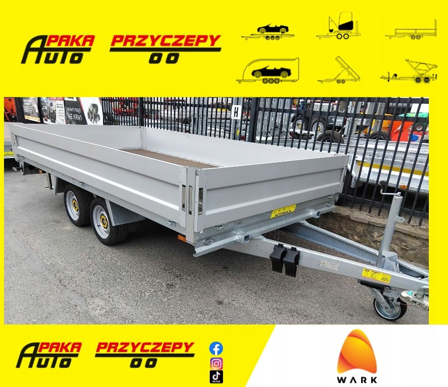 Platforma przyczepa 4x2 WARK dmc 2700 + burty / Platform trailer 4x2 WARK GVW 2700 + sides - Platós pótkocsi: 1 kép. Platforma przyczepa 4x2 WARK dmc 2700 + burty / Platform trailer 4x2 WARK GVW 2700 + sides - Platós pótkocsi: 1 kép.