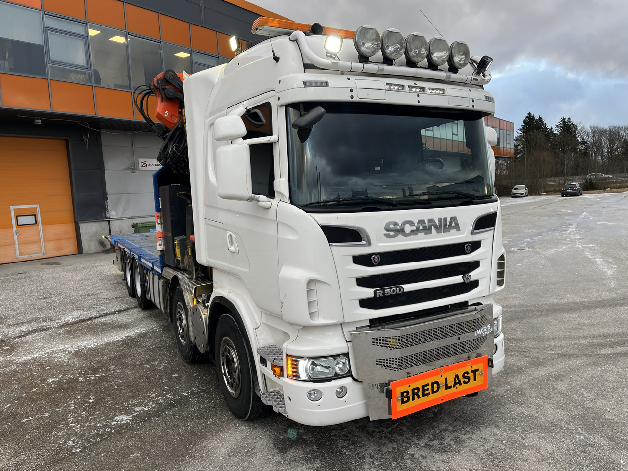 SCANIA R500 8X4 + Crane Palfinger PK65002SH + Jib PJ125 - Darus autó: 2 kép. SCANIA R500 8X4 + Crane Palfinger PK65002SH + Jib PJ125 - Darus autó: 2 kép.