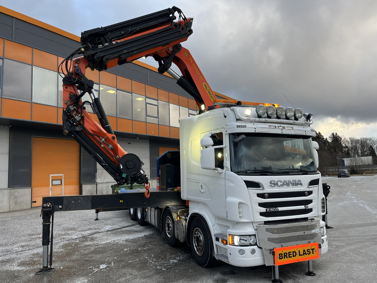 SCANIA R500 8X4 + Crane Palfinger PK65002SH + Jib PJ125 - Darus autó: 1 kép. SCANIA R500 8X4 + Crane Palfinger PK65002SH + Jib PJ125 - Darus autó: 1 kép.